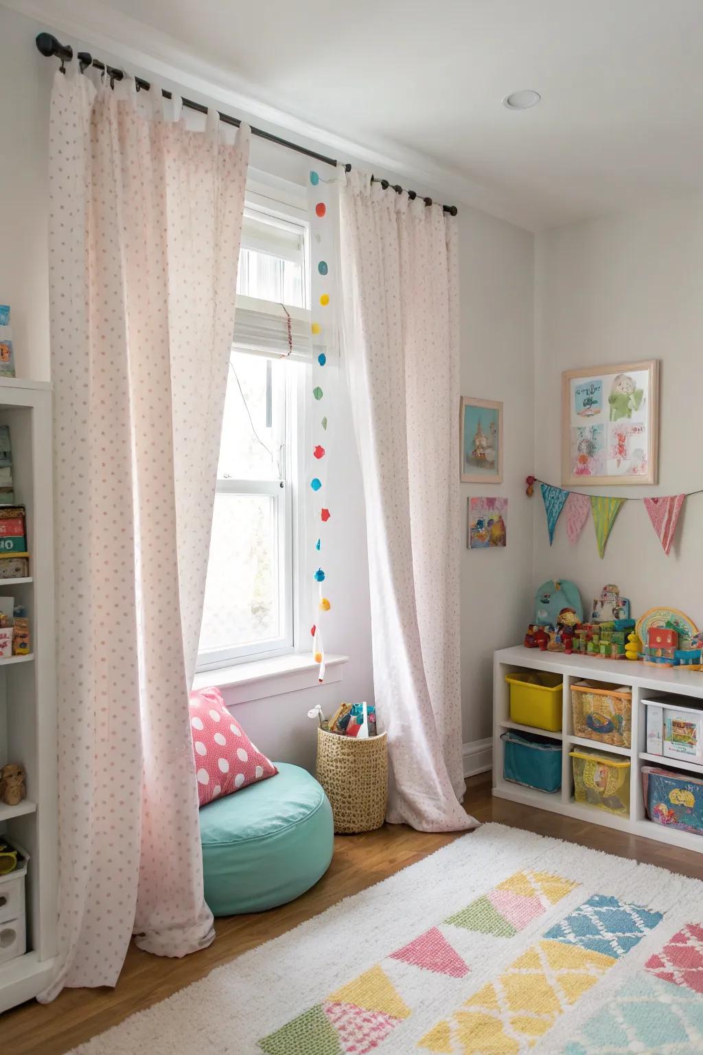 Kid-friendly curtains ensure easy access and safety.