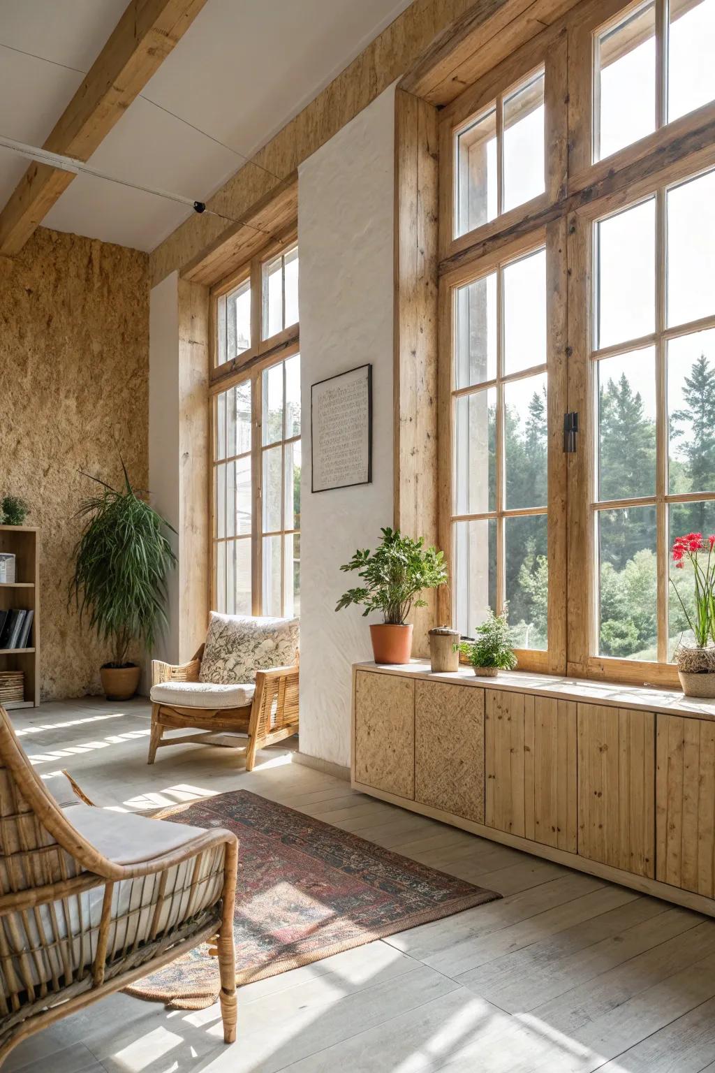 Wood paneling and natural light come together for an open, spacious feeling.