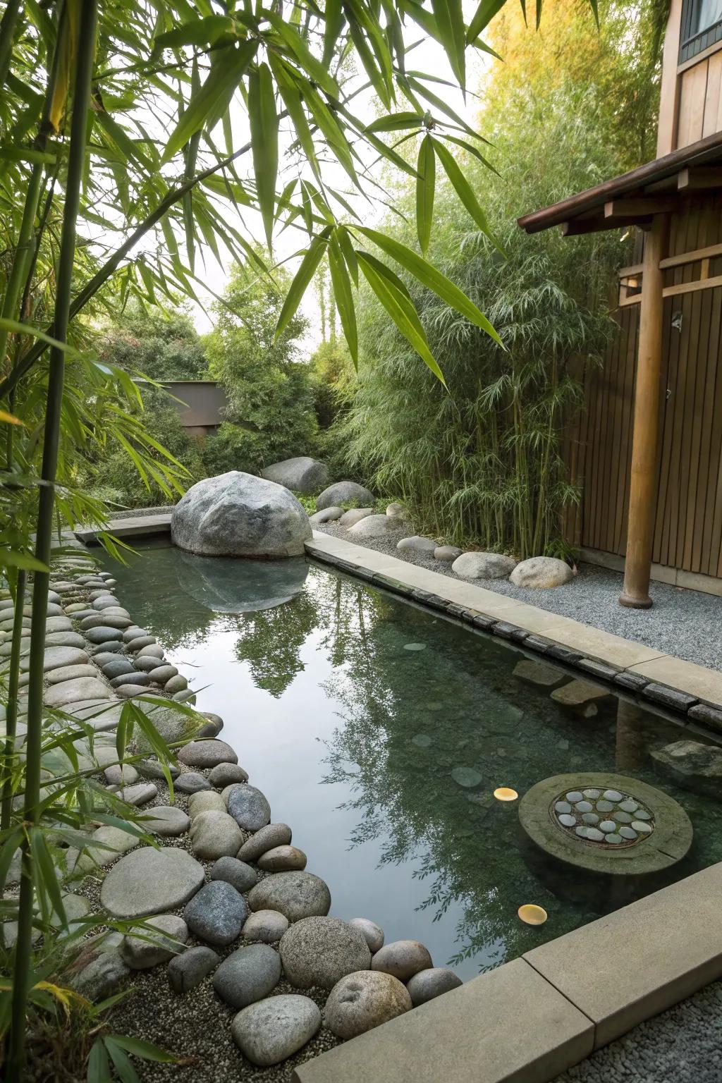A pool pond showcasing a calming Zen theme.