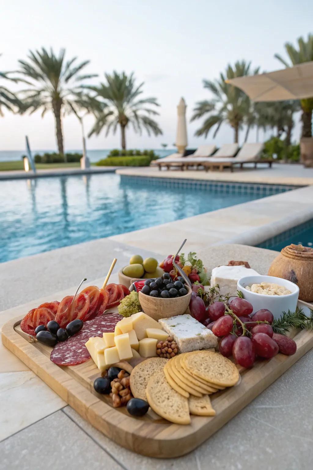 Elevate social dining with an assorted snack board.