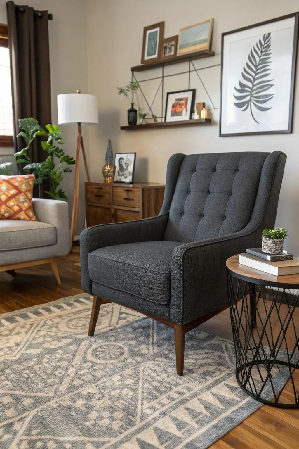 Charcoal gray delivers sophistication and modernity.