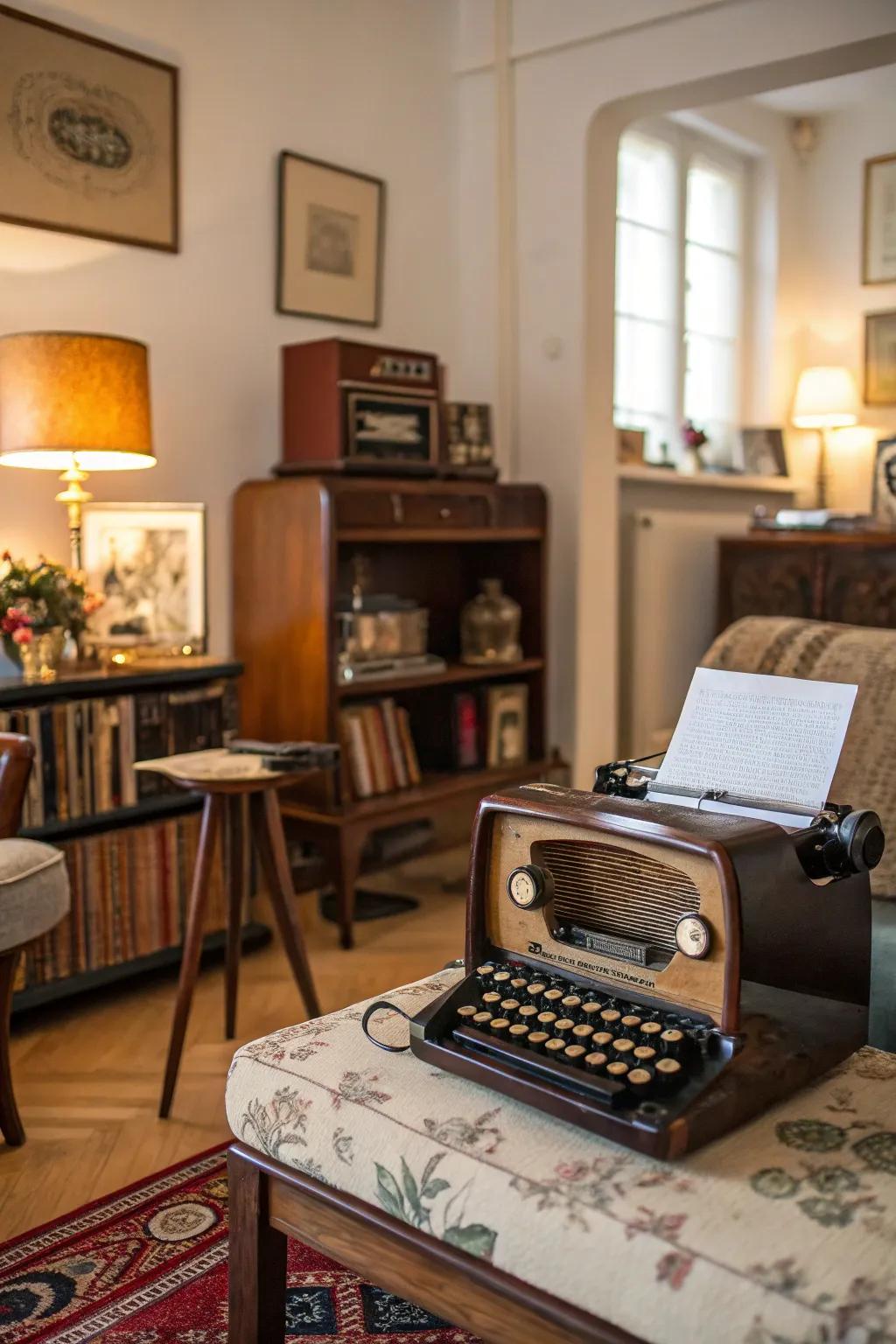 Retro and time-worn touches add nostalgia to the room.