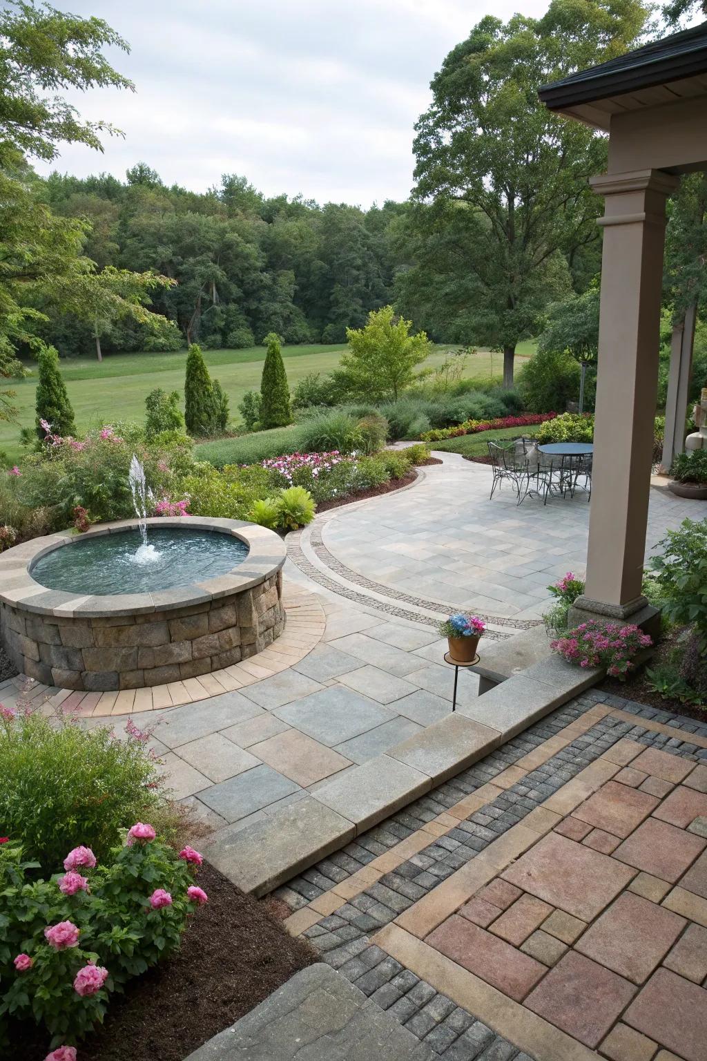 Connecting the patio with nature enhances the outdoor experience.