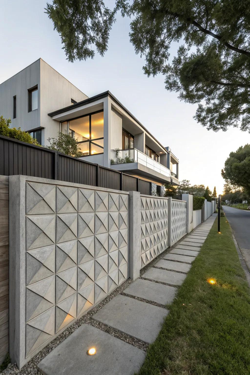 Solid geometric concrete fences are both modern and commanding.