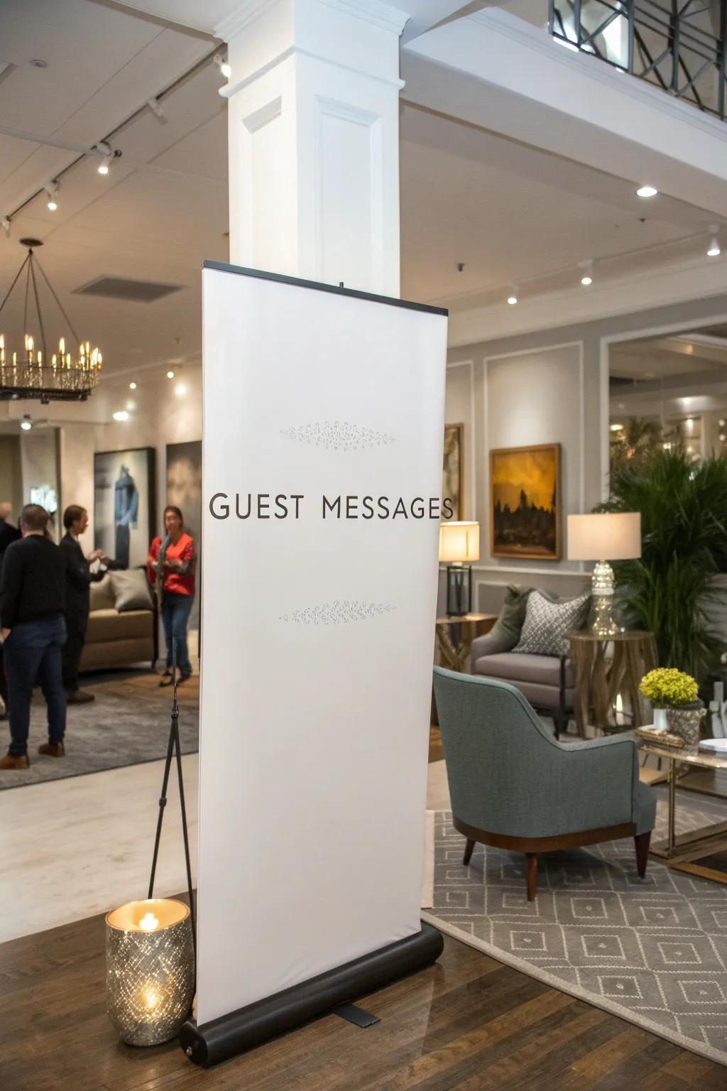 With an interactive banner guest book, you can record memories.