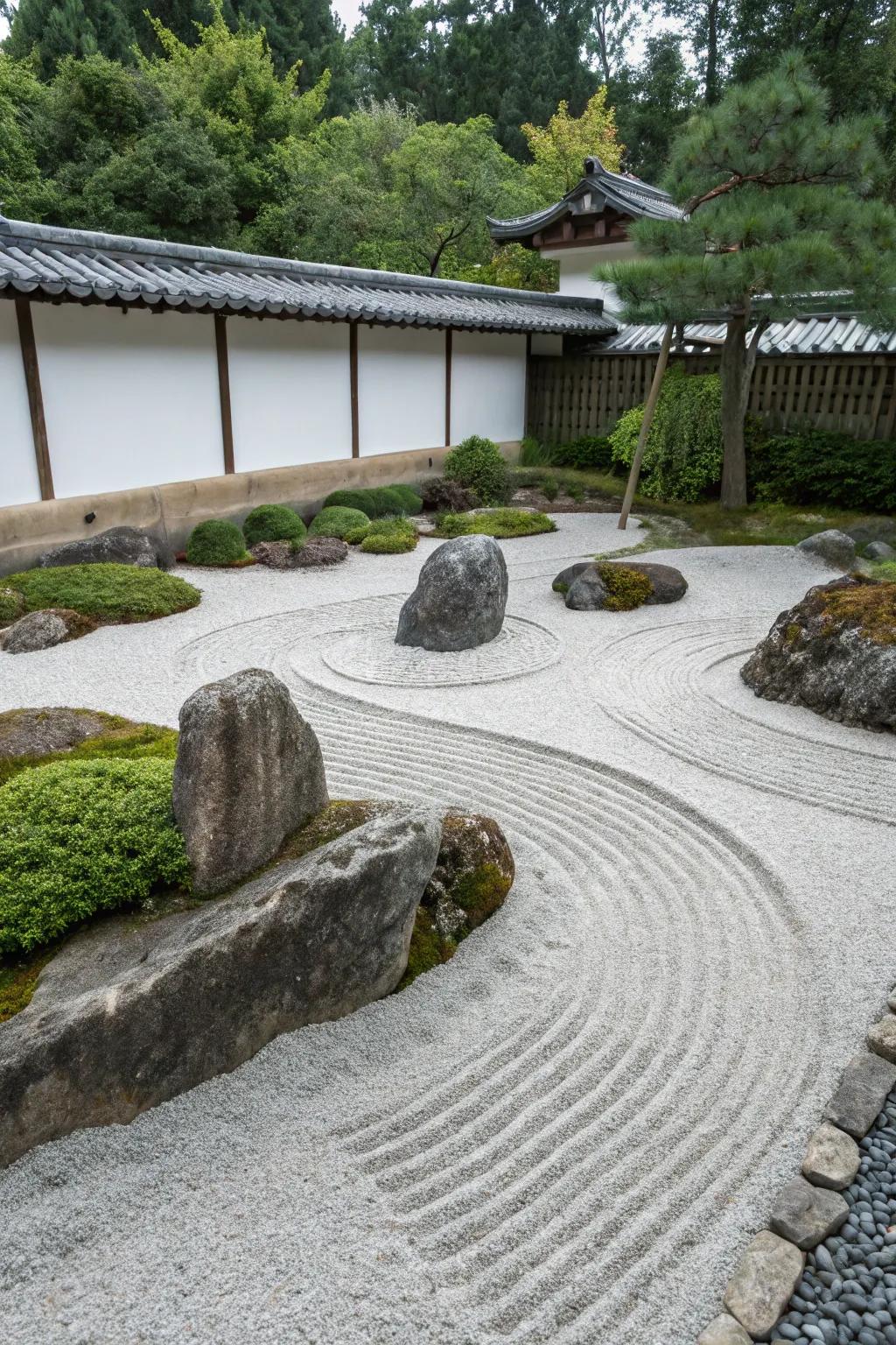 Find calm in a Zen stone space.
