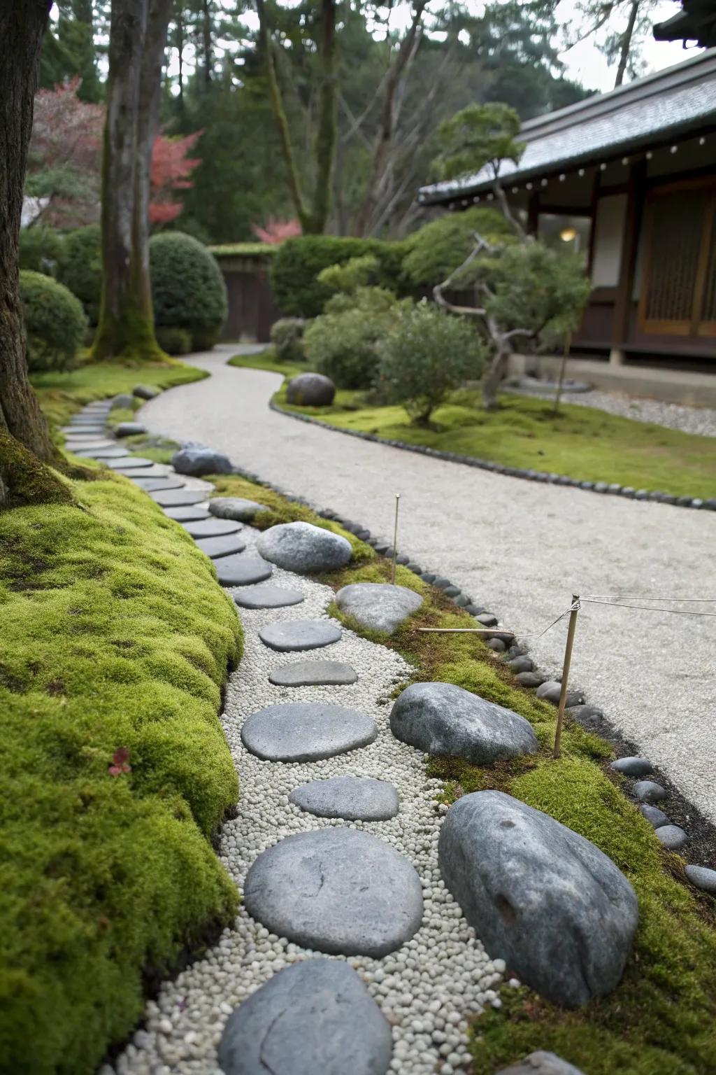 Embrace serenity with a zen-inspired stone trail.