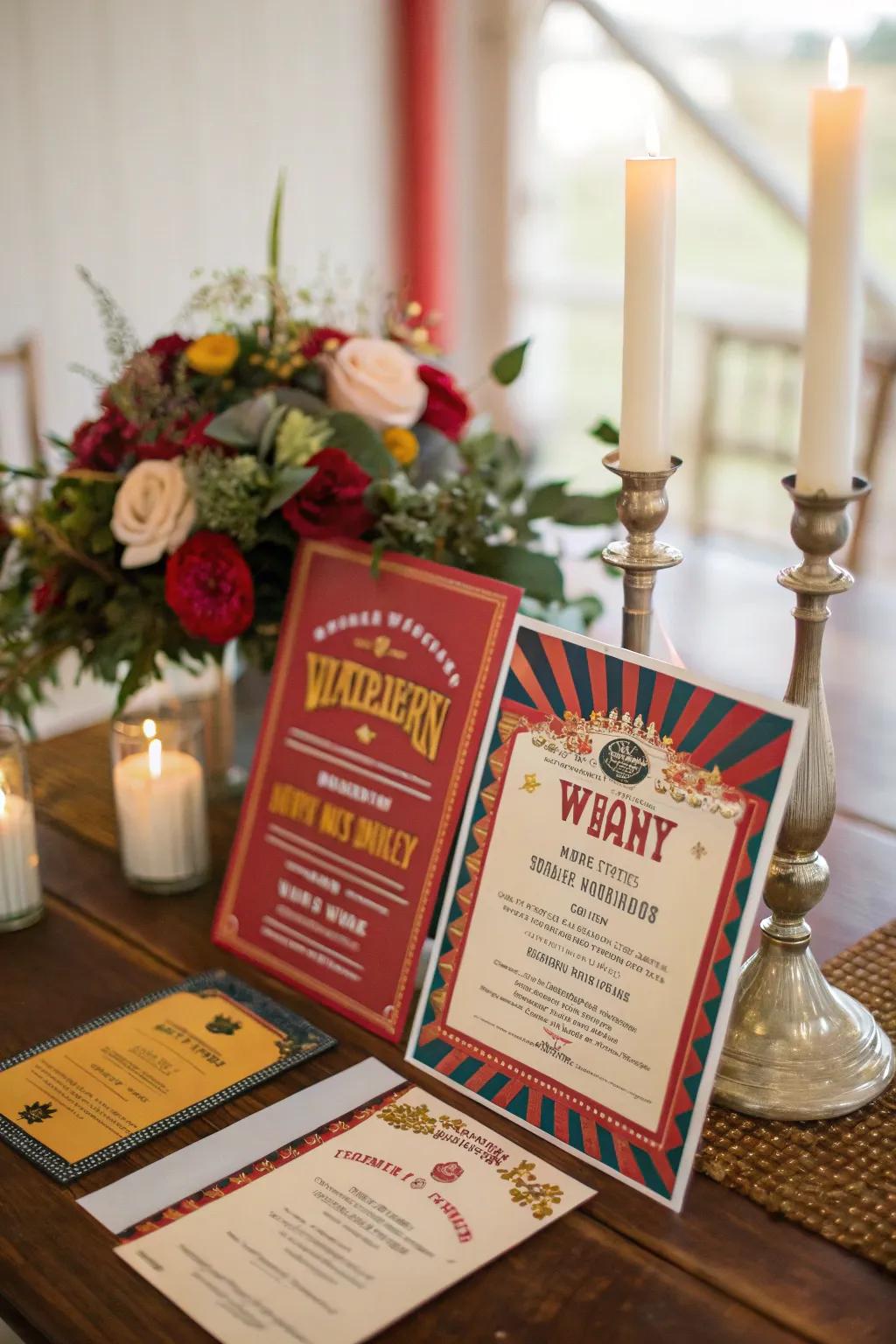 Retro invitations offer a glimpse of the rockabilly fun ahead.