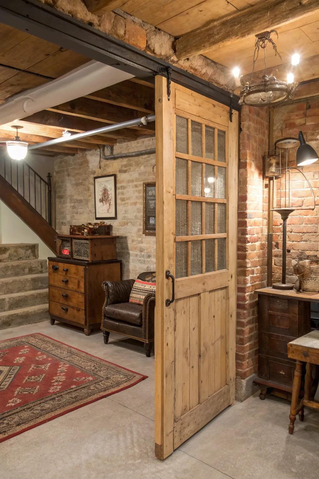 Repurposed doors add a vintage allure and distinctiveness.
