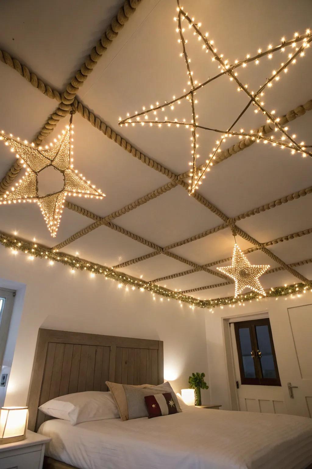 Bring the stars indoors with a ribbon light constellation ceiling.