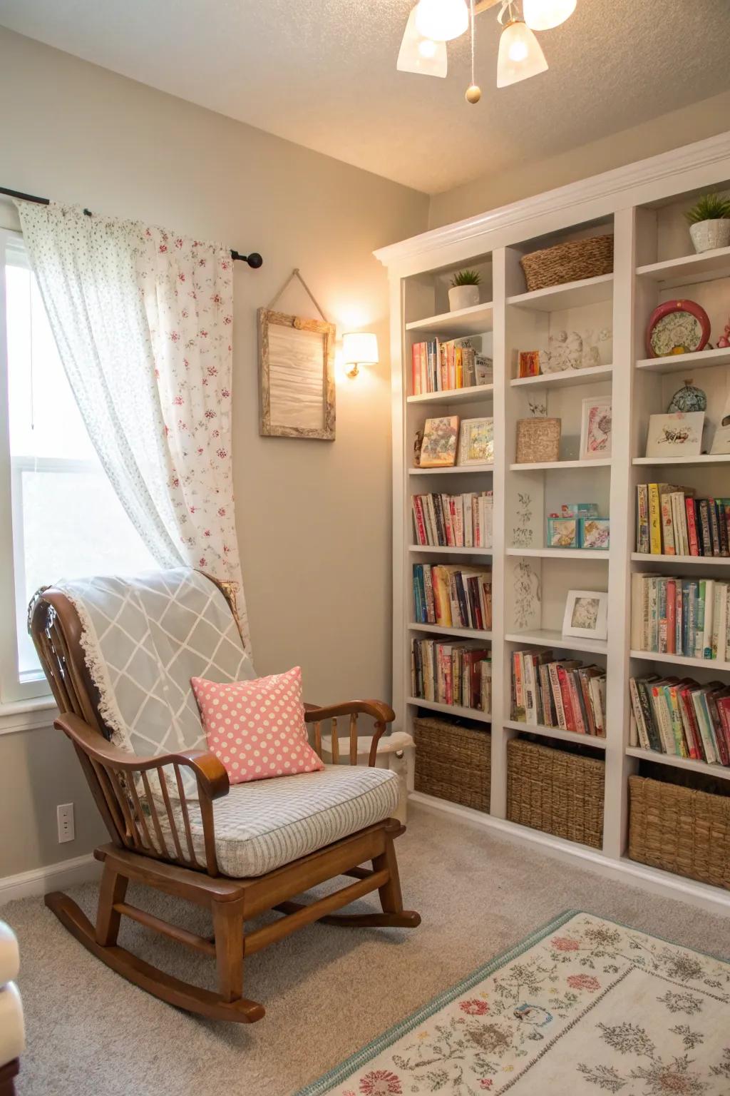 A snug reading space for shared moments.
