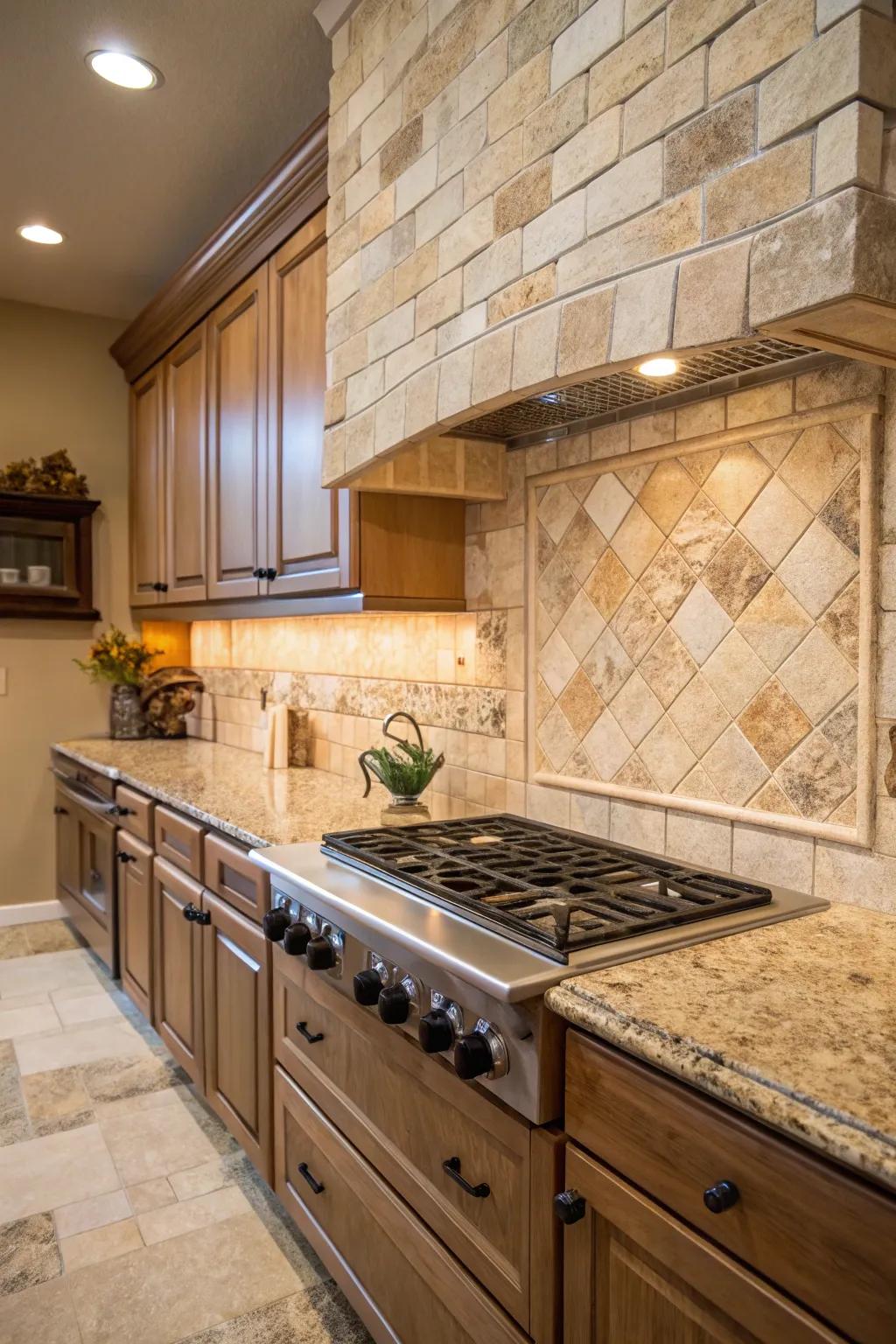 Subtle textures add depth to the rustic kitchen design.