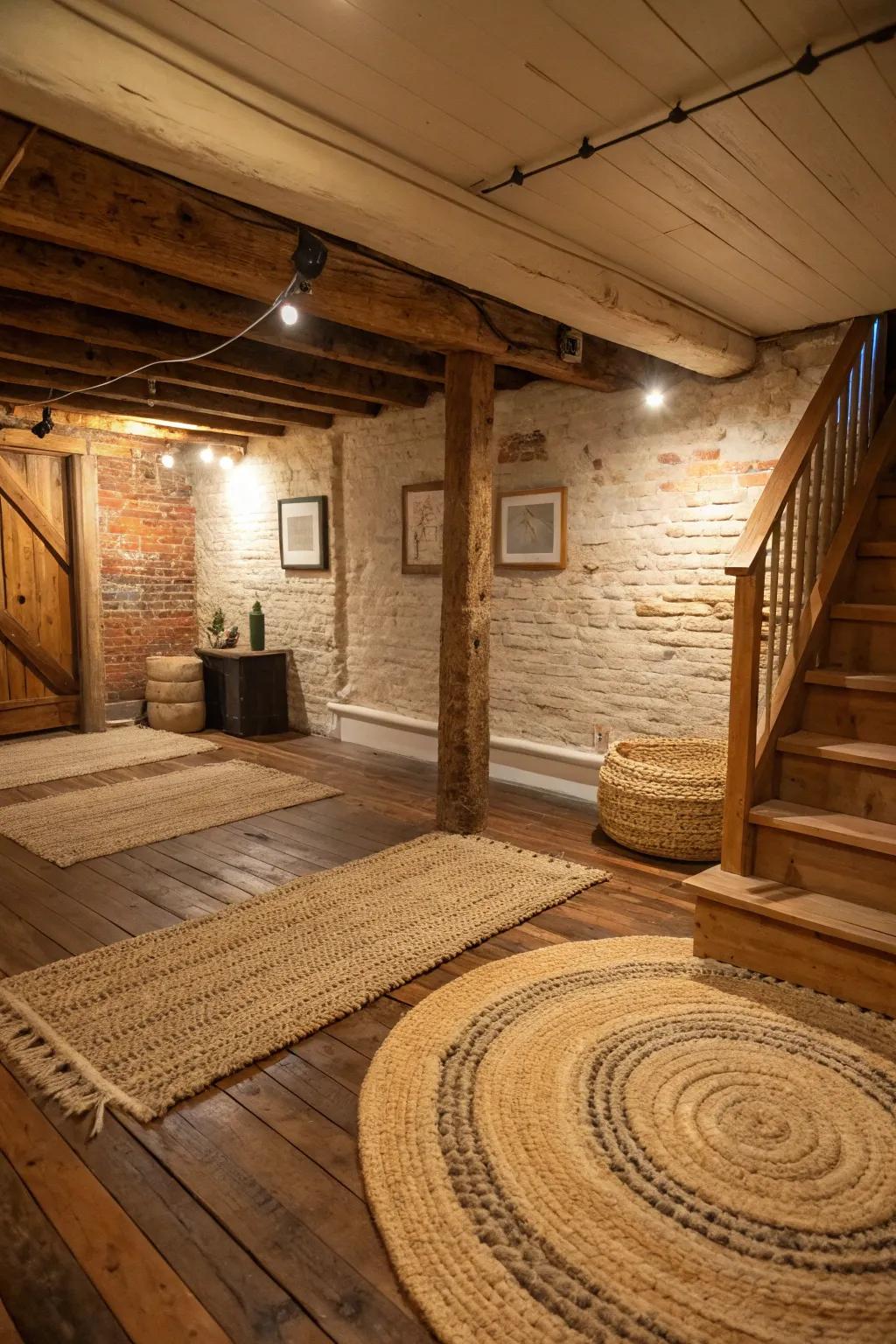 Natural textiles introduce warmth and depth to the room.