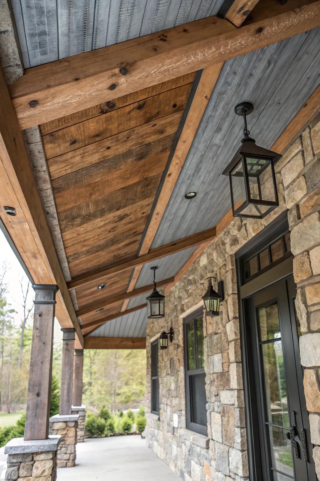 Mixed materials produce a rich and textured look.