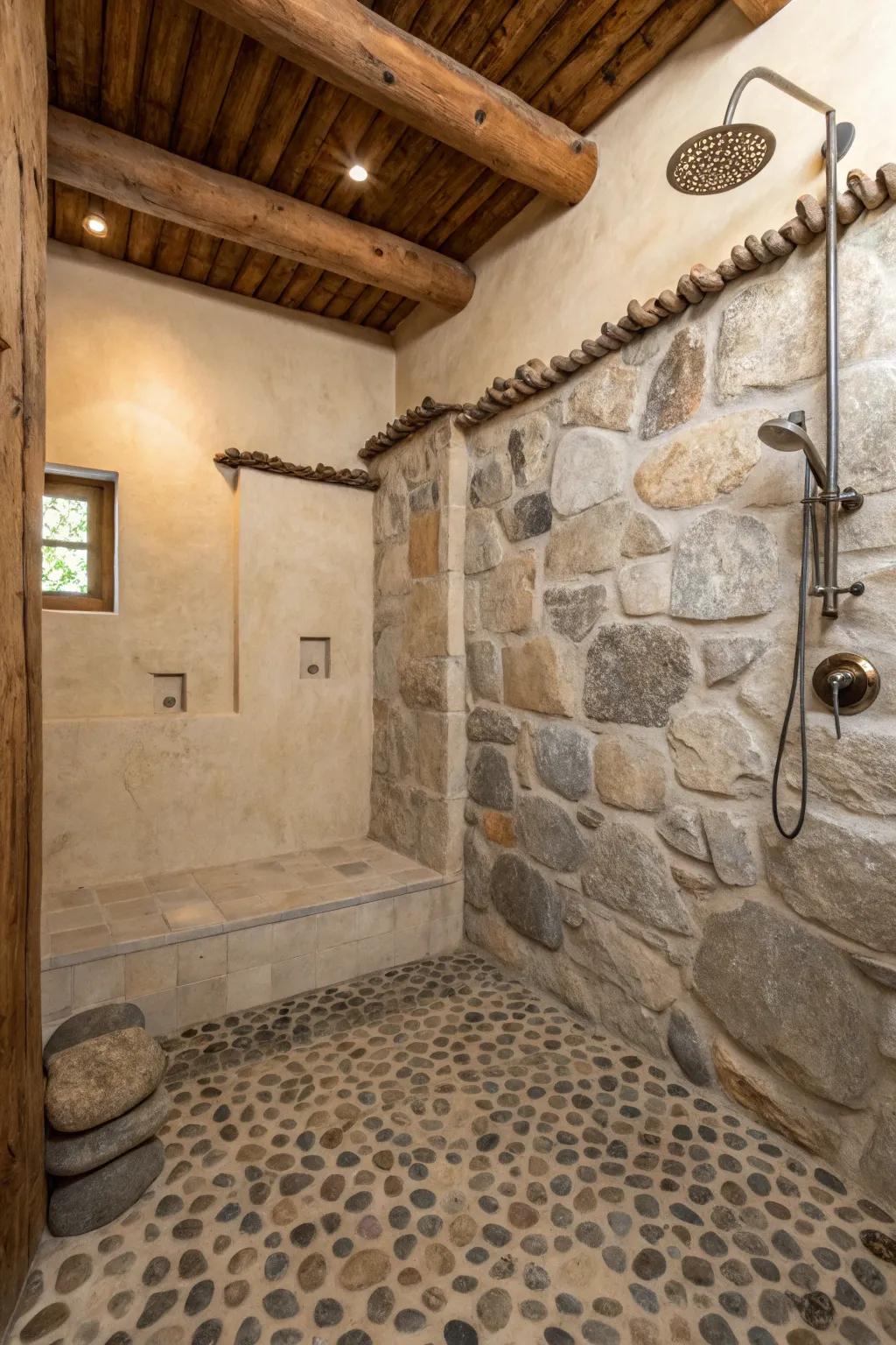 Small rock panels add a natural touch, perfect for a gentle foot massage.