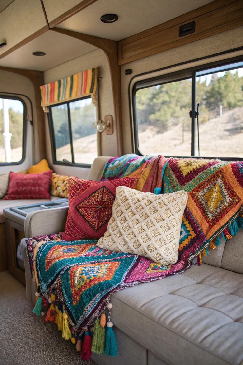 Bright accents give vibrancy to the inside of your RV.