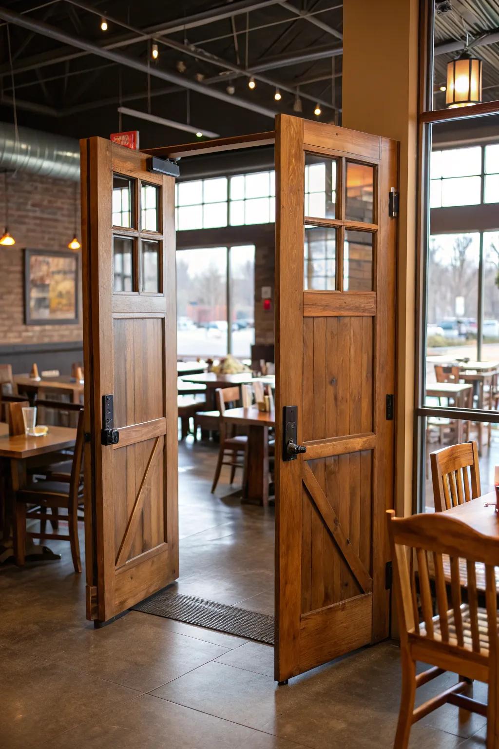 Gentle division with half-height swinging doors.