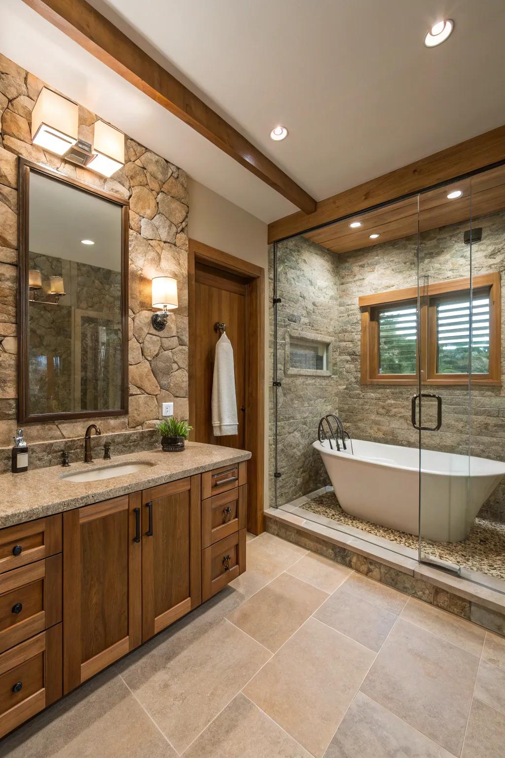 Spa ambiance using organic materials.
