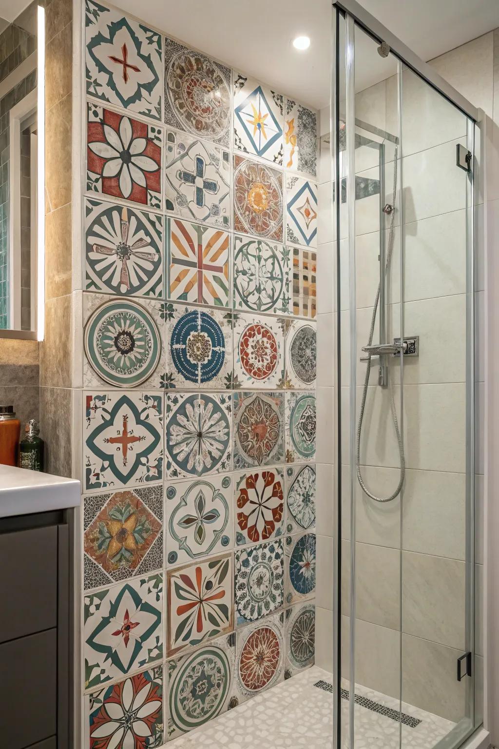 A feature wall can make your shower the focal point of the bathroom.