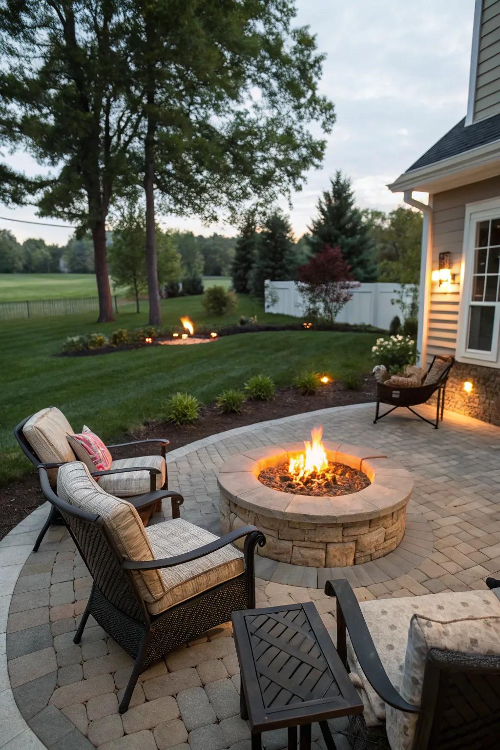 A fire pit turns your side yard into a warm retreat.