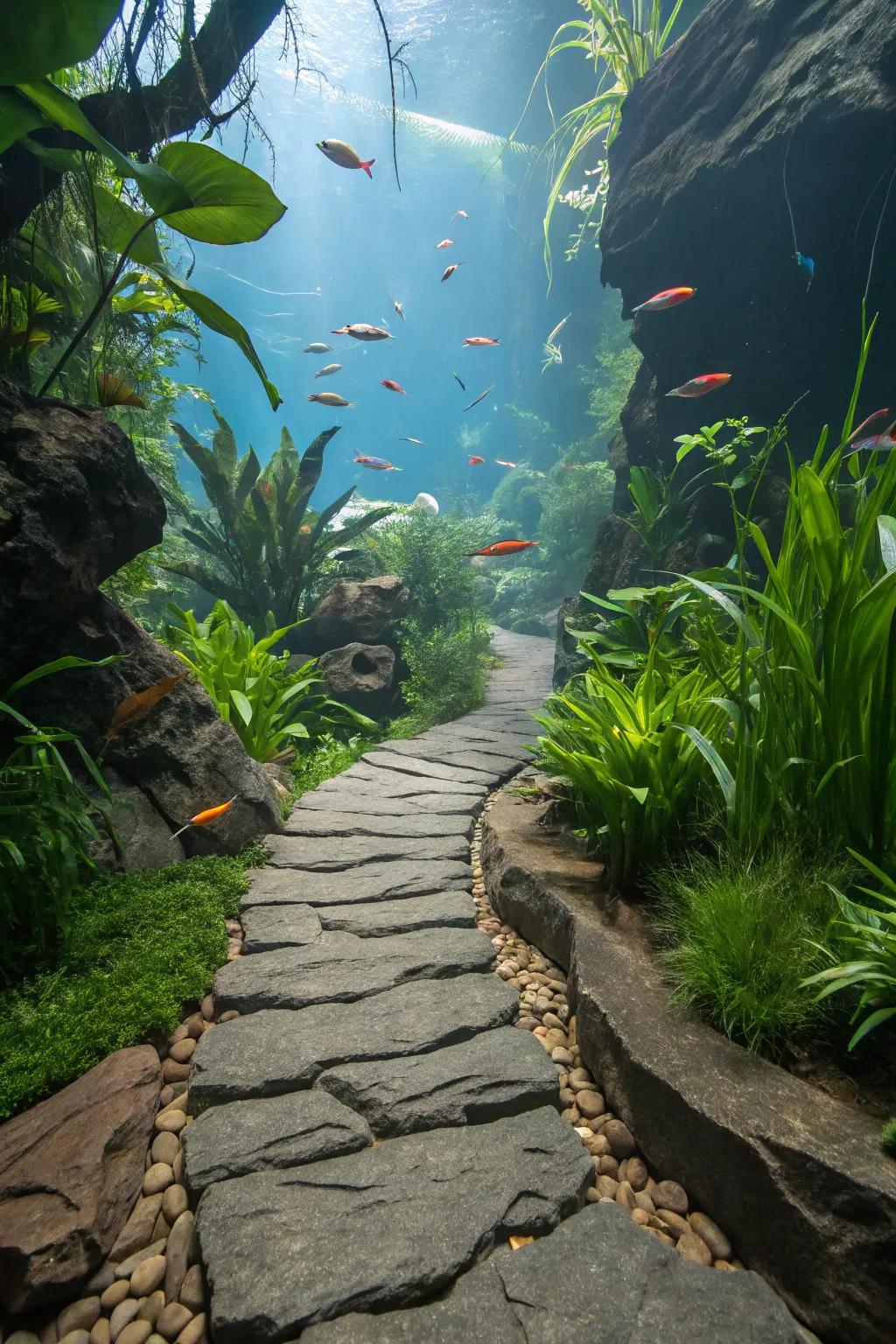 An unpolished mineral stone footpath inviting exploration.