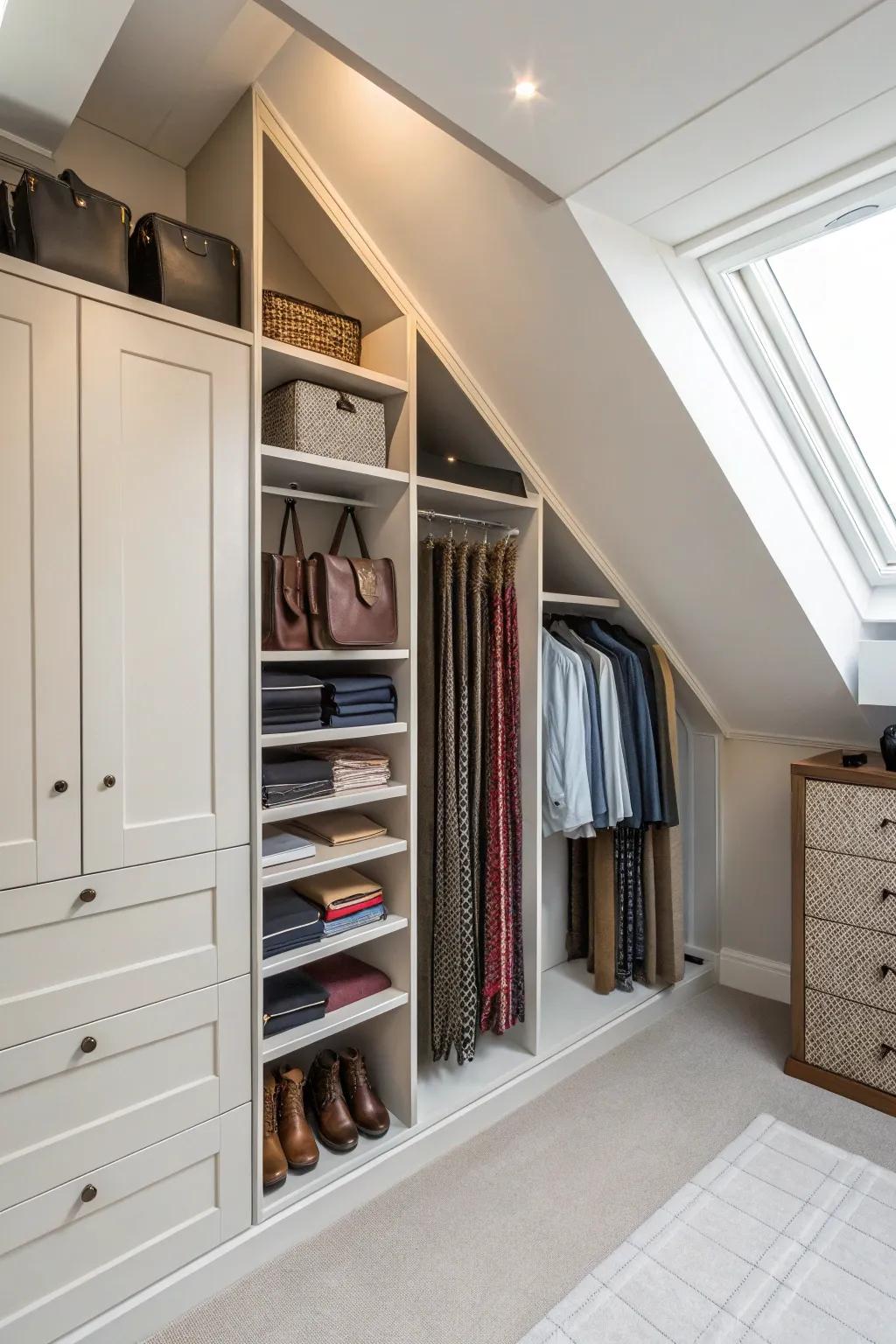 Use the space between studs for extra slim storage.