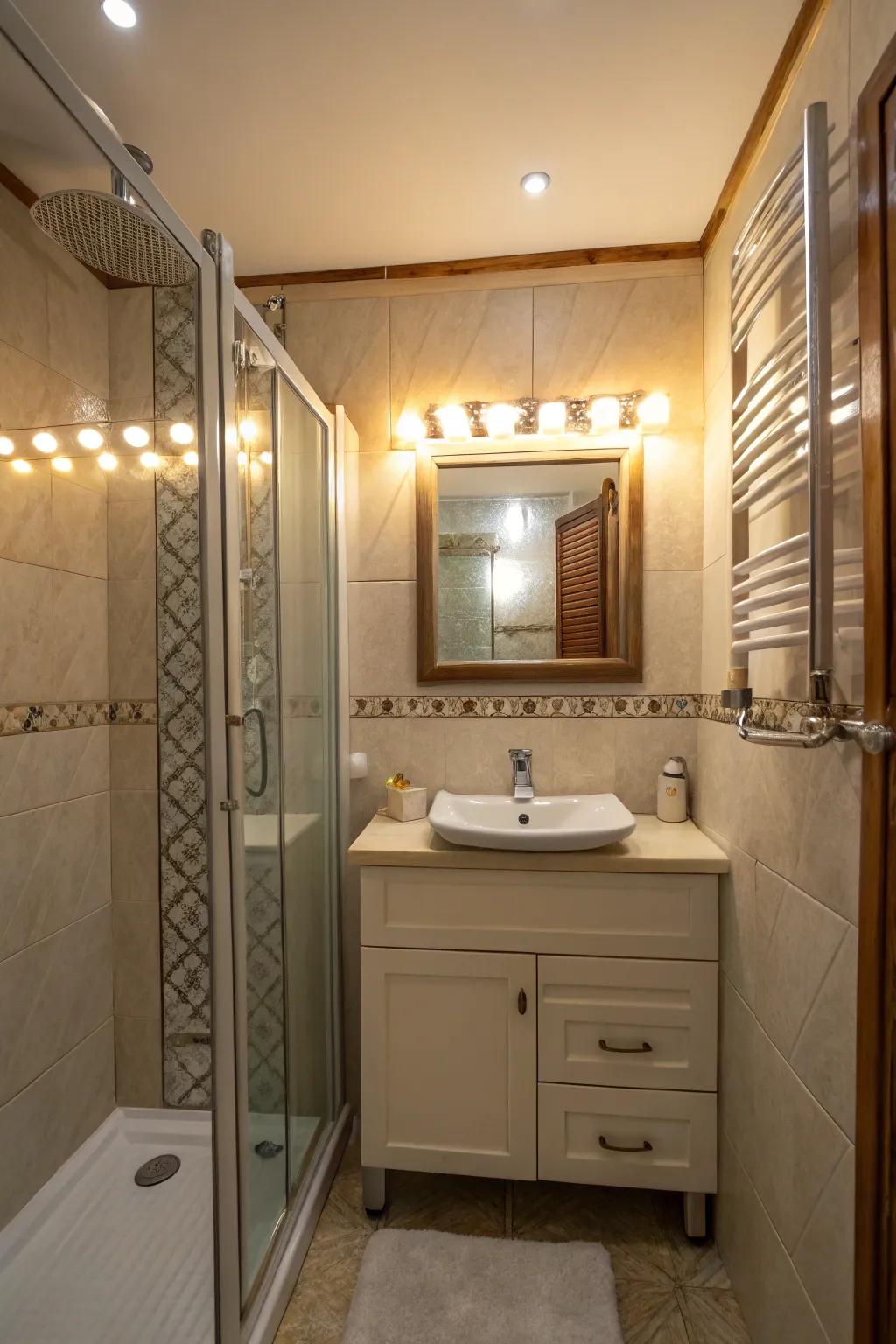 Layered lighting creating a balanced illumination.