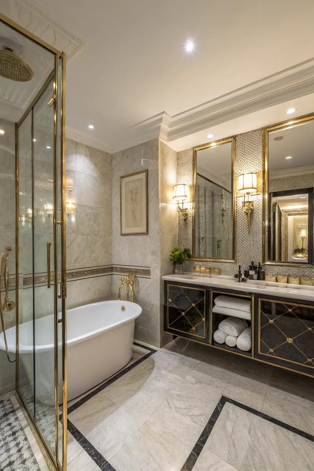 Reflecting boards maximizing space and light in a small bathroom.