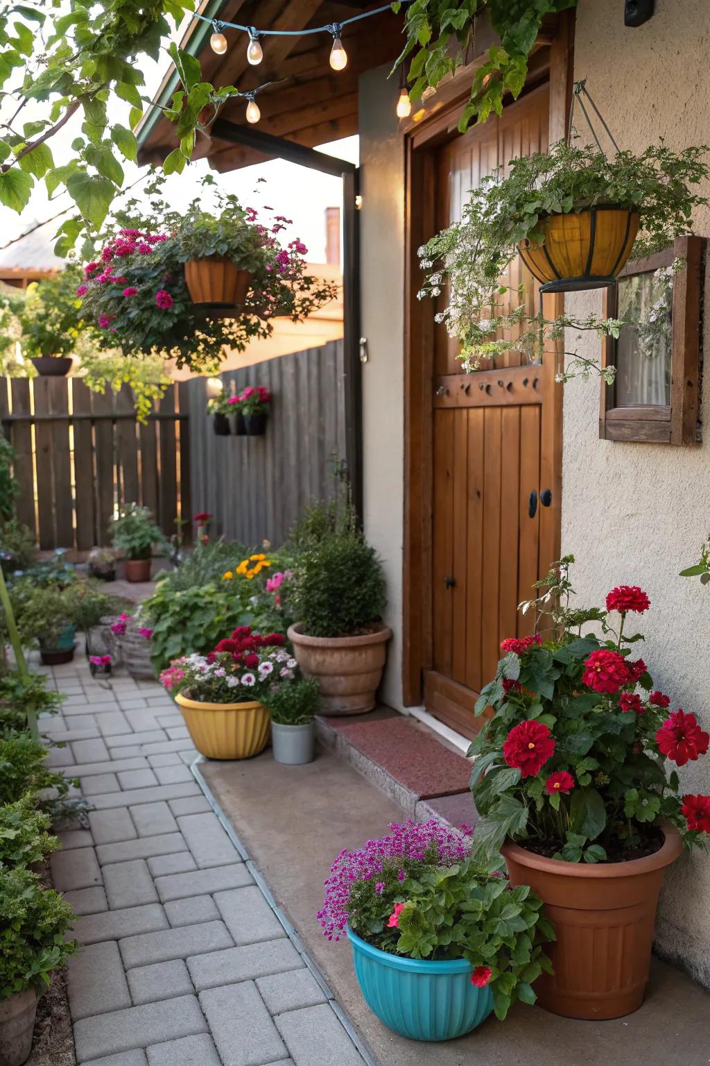 A personal plant section incorporates life and diversity to the patio.