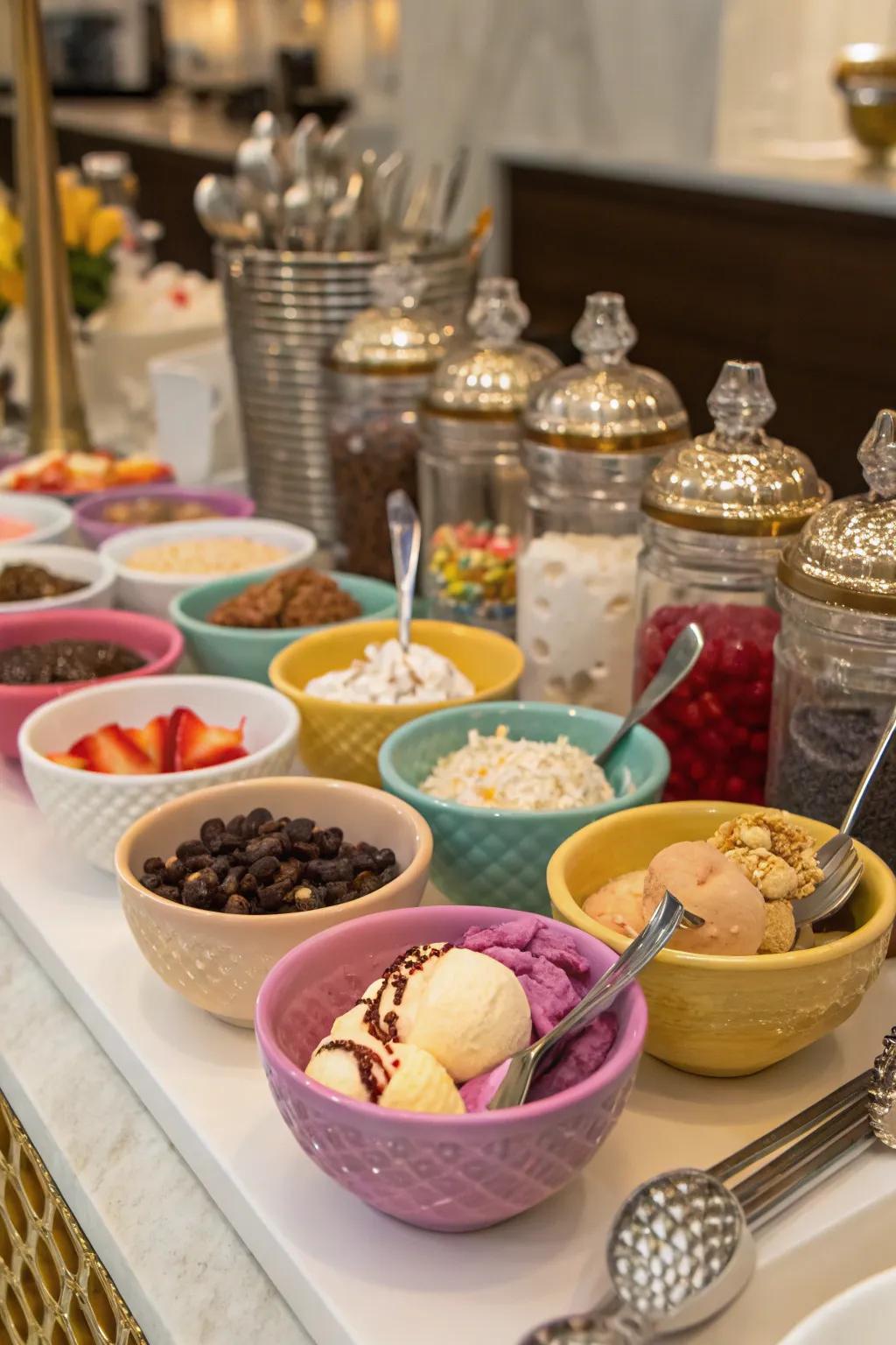 A tempting frozen delight sundae area ideal for a sweet treat.