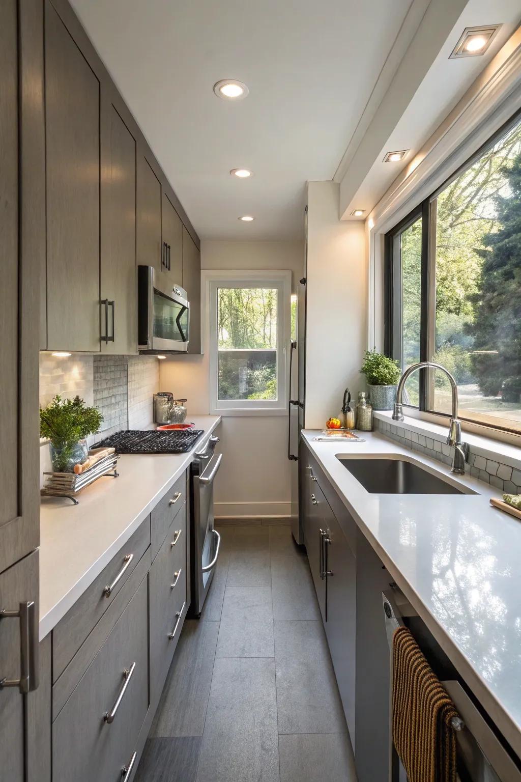 Widenable worktops offer flexible workspace solutions.