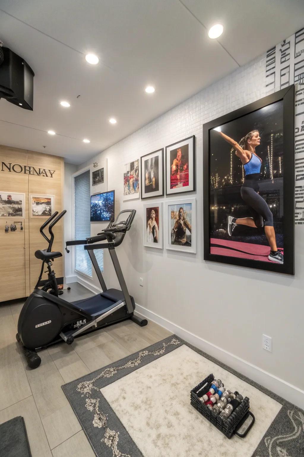 In your gym, motivational artwork adds energy and inspiration.