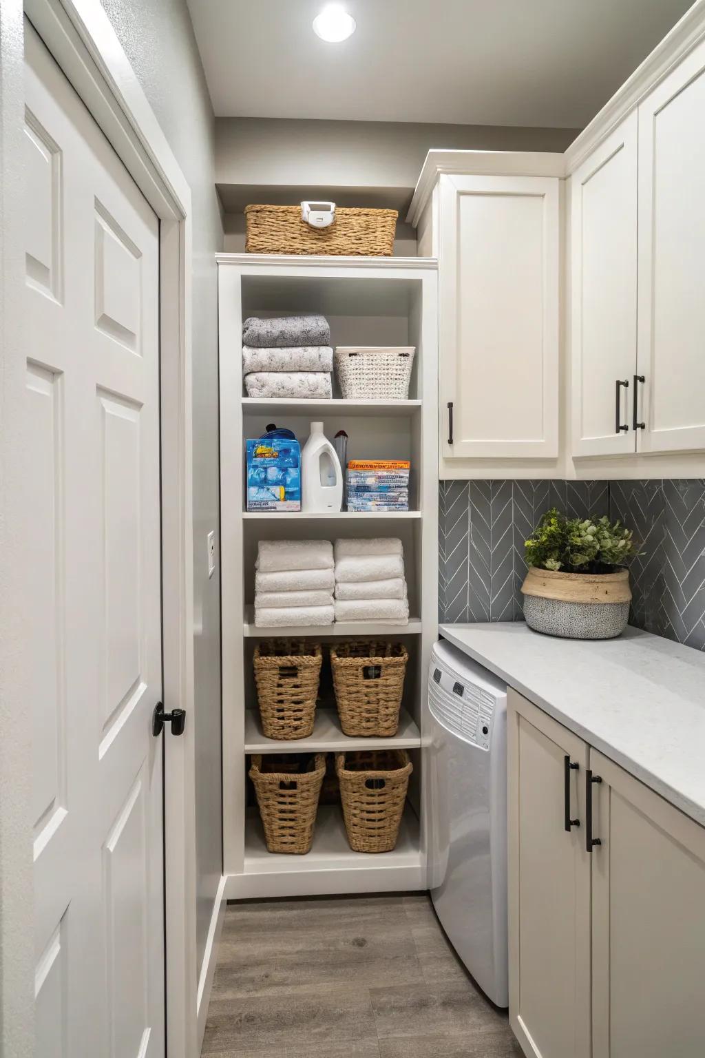 Clever storage options keep your laundry room tidy.