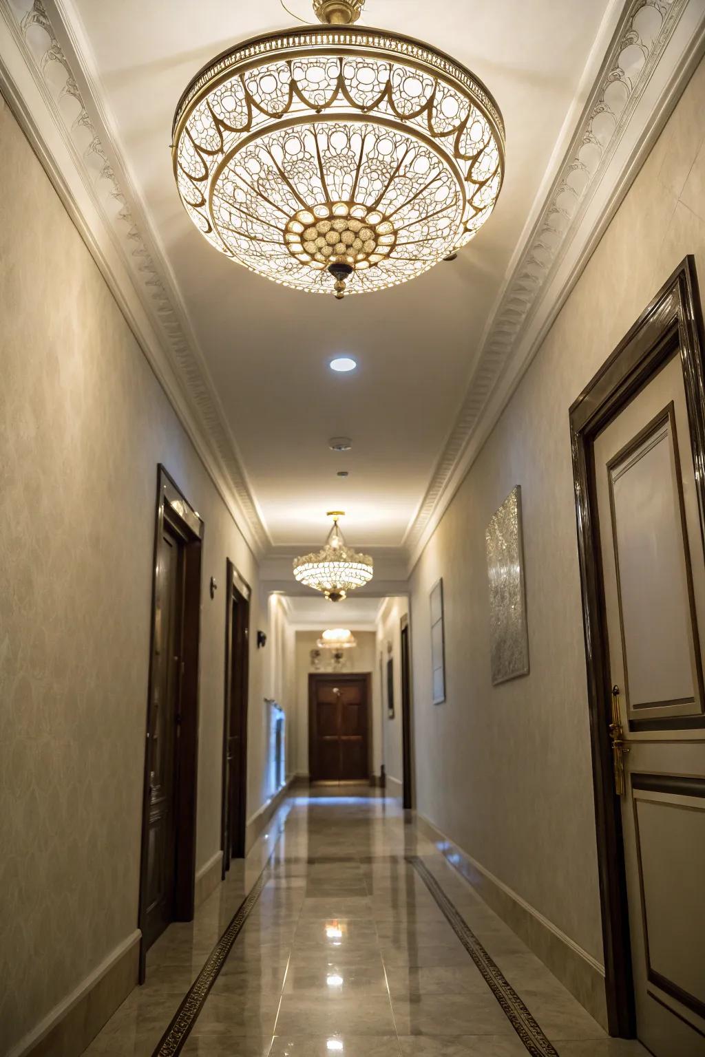 Optimizing overhead space has the ability to enhance the height and ambiance of your constricted hall.