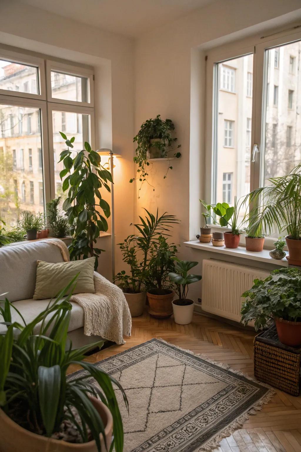 Greenery makes urban homes feel more fresh.