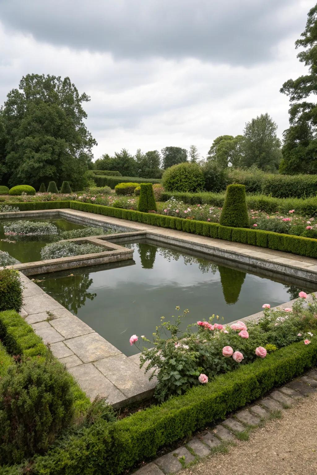 Geometric shapes bring a modern touch to small pond designs.