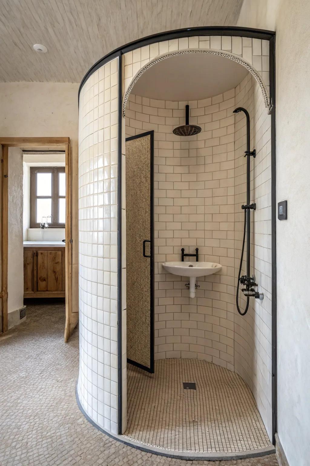 Contoured frames contribute elegance and area in small showers.