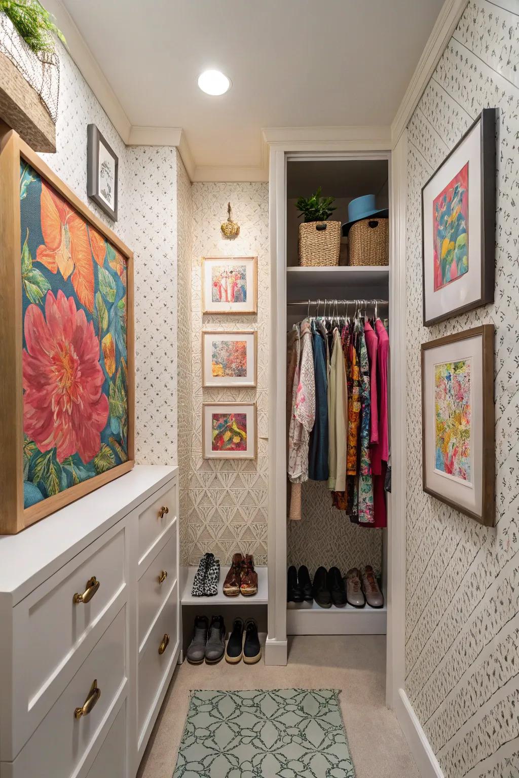 Decorative elements personalize your closet space.