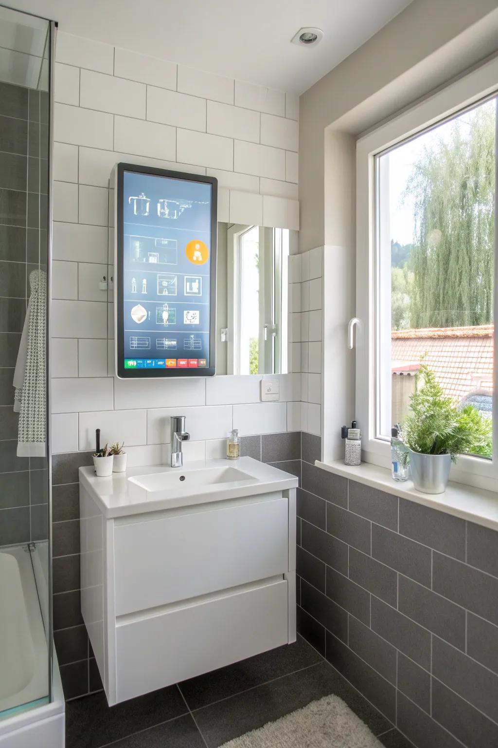Begin your day efficiently with a smart mirror that keeps you informed and organized.