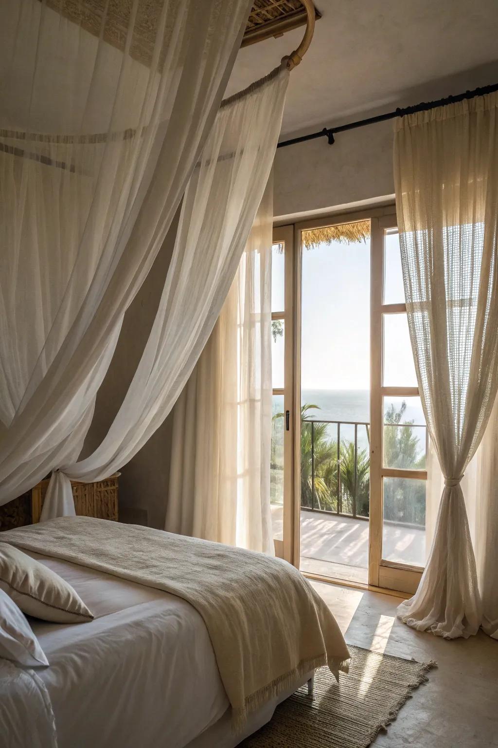Airy materials fashion a breezy, open ambiance.