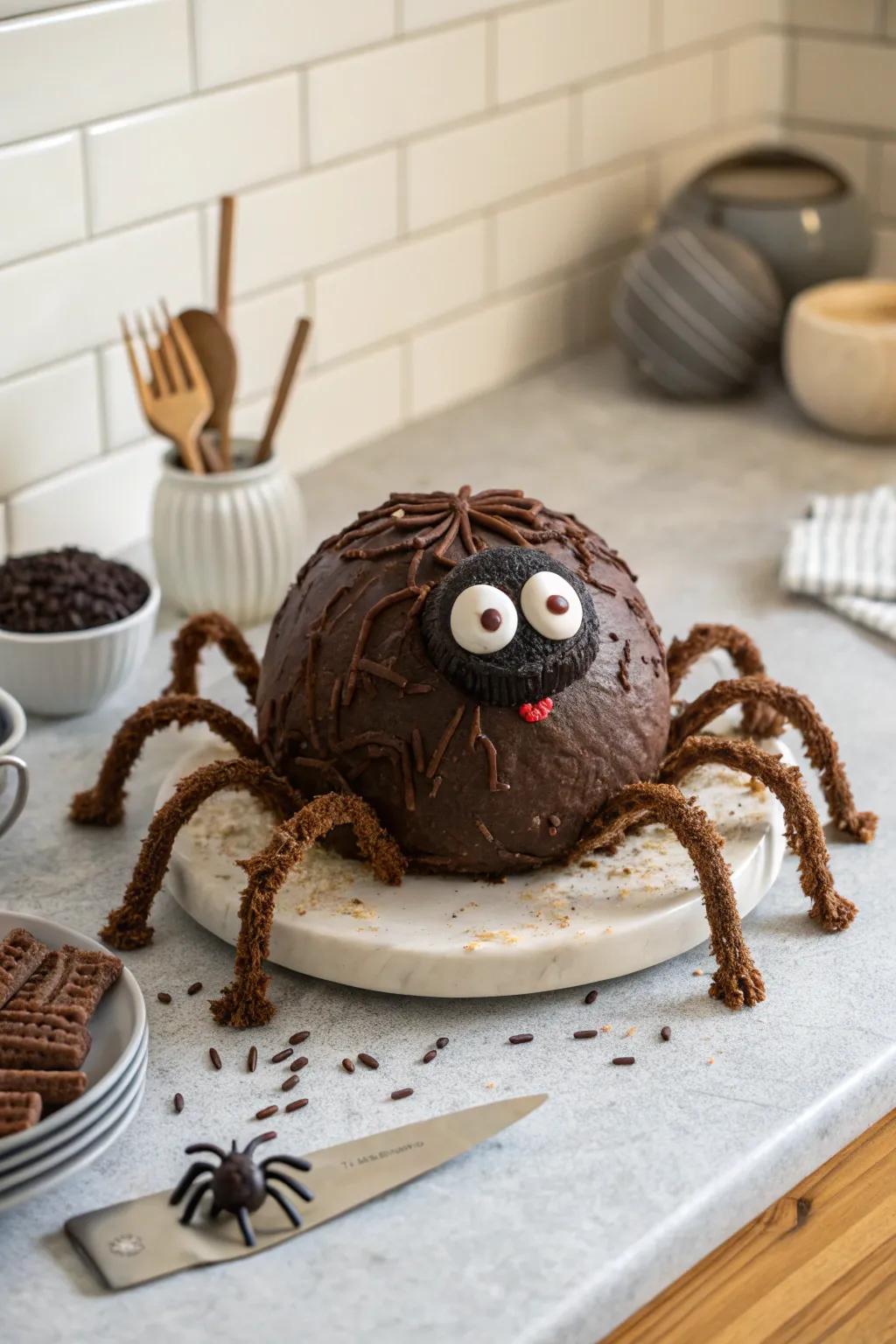A gigantic arachnid cake orb that's irresistibly amusing.