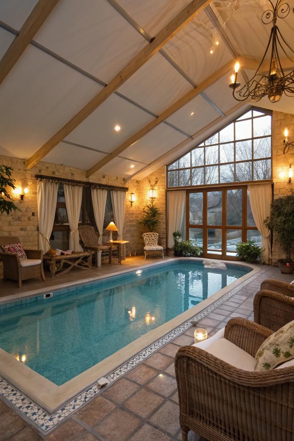 Enjoy all-season swimming with an indoor spool pool.