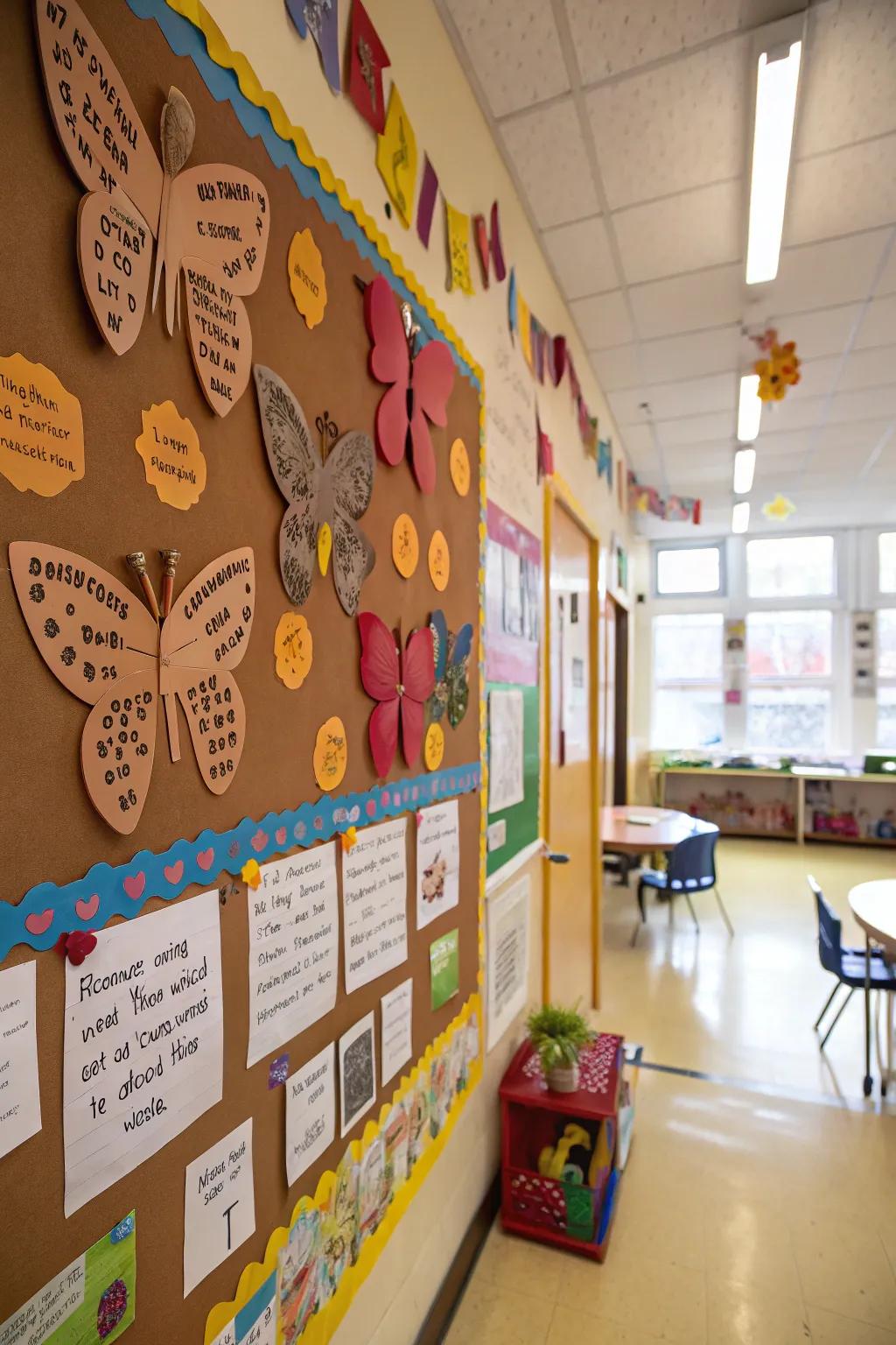 A fluttering display of student hopes for spring.