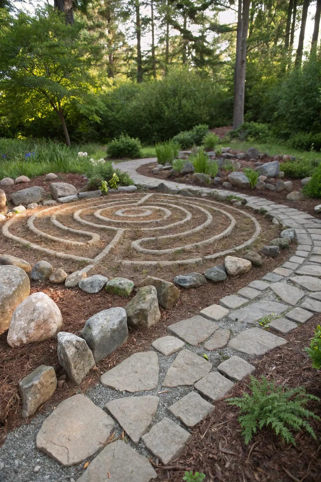 Infuse charm with a stone and mulch maze.