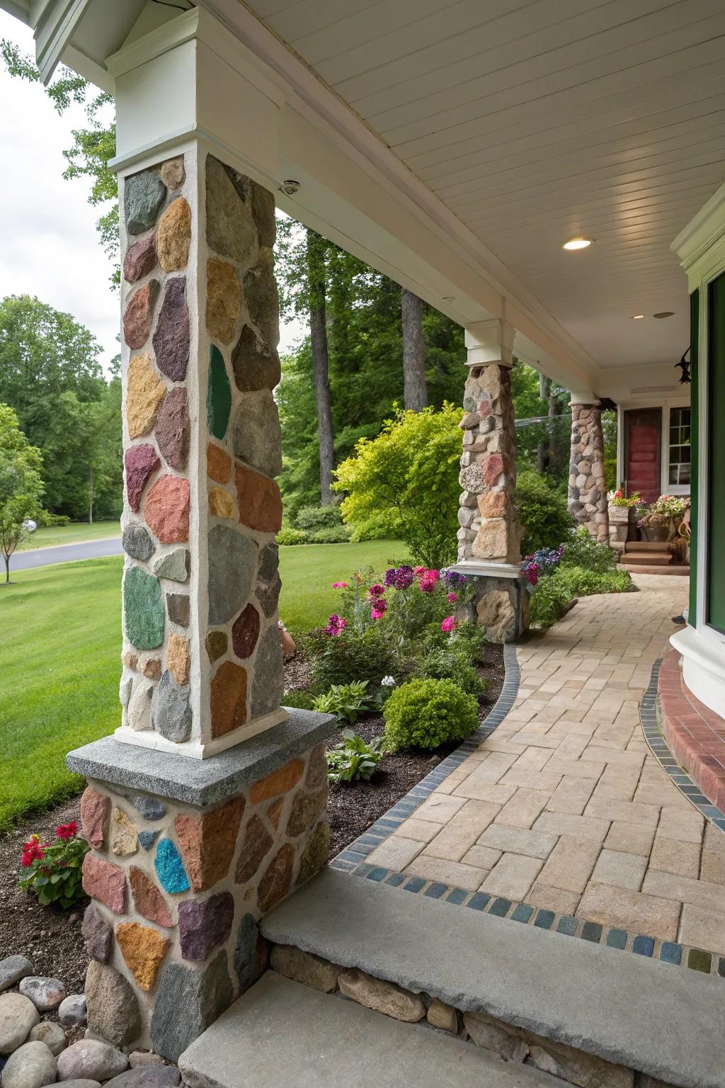 Vibrant stone details introduce an unexpected twist.