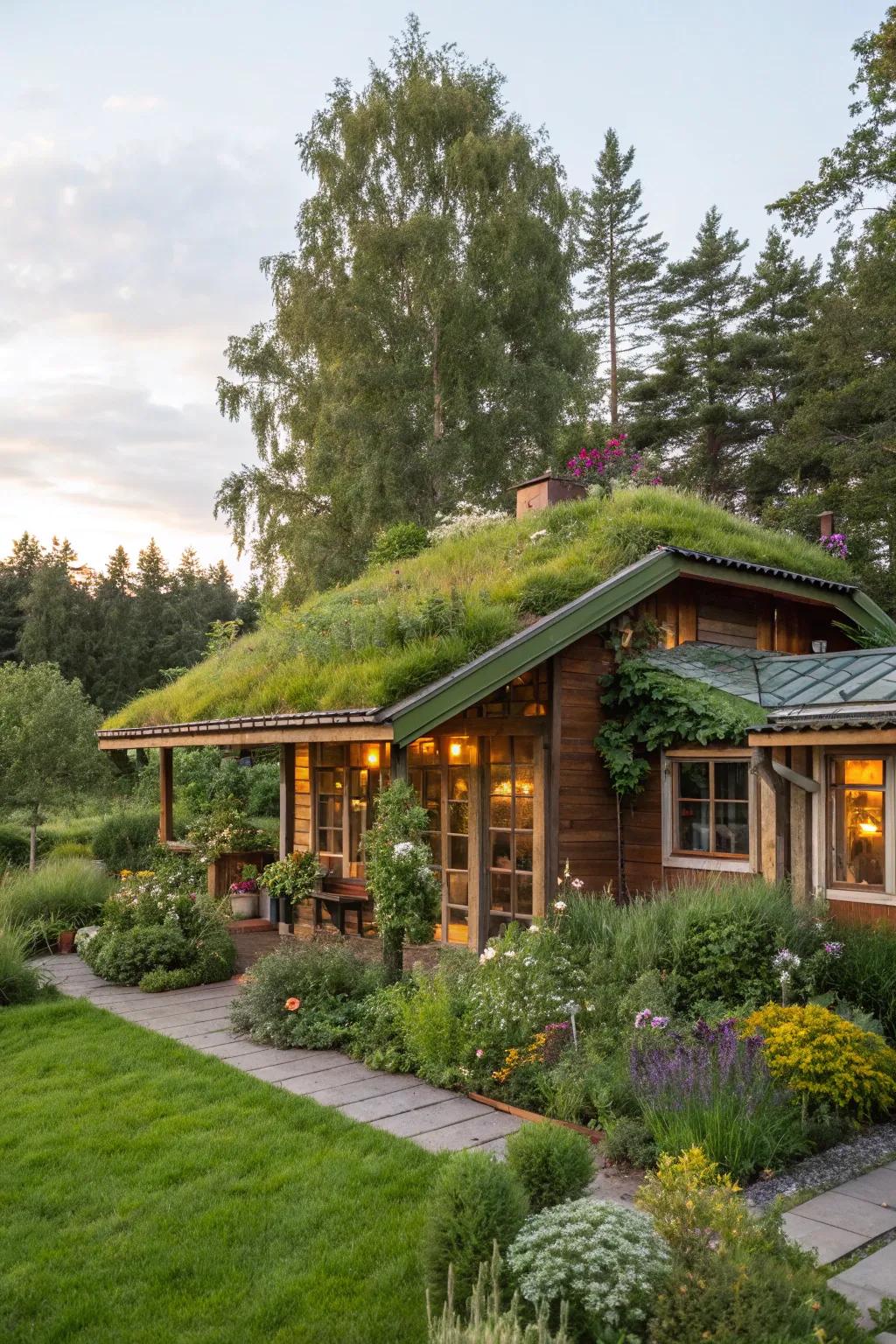 A green roof adds a sustainable and beautiful element to your summer house.