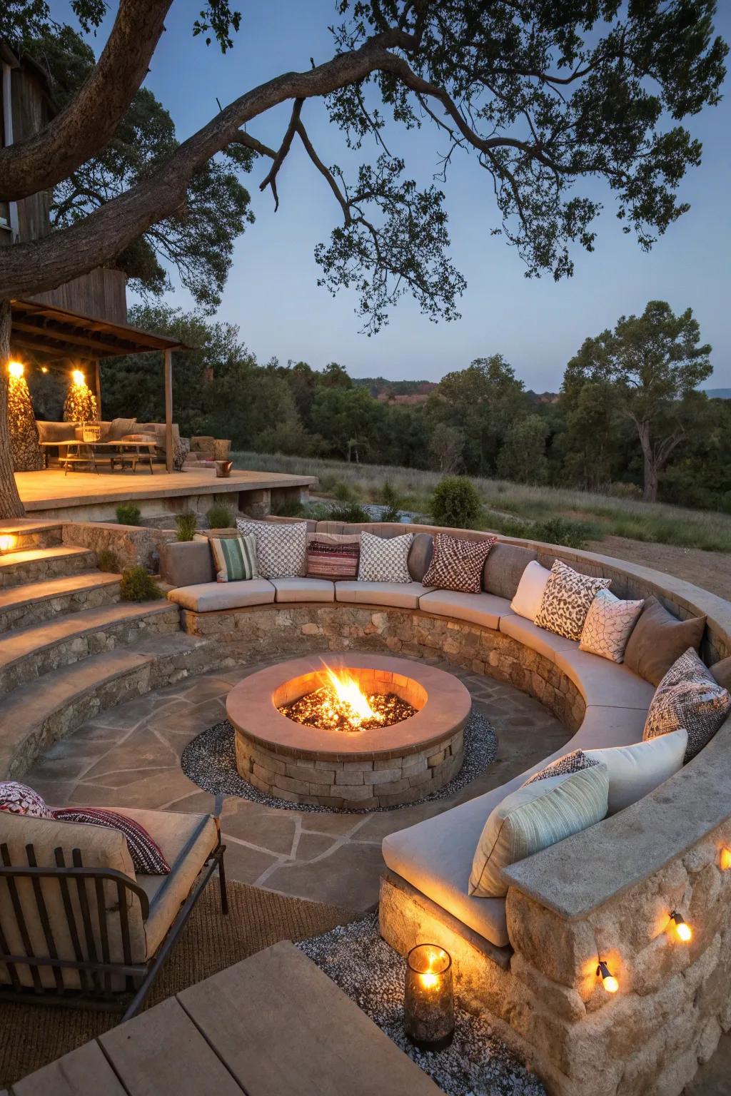A multi-level design adds dimension to this fire pit.
