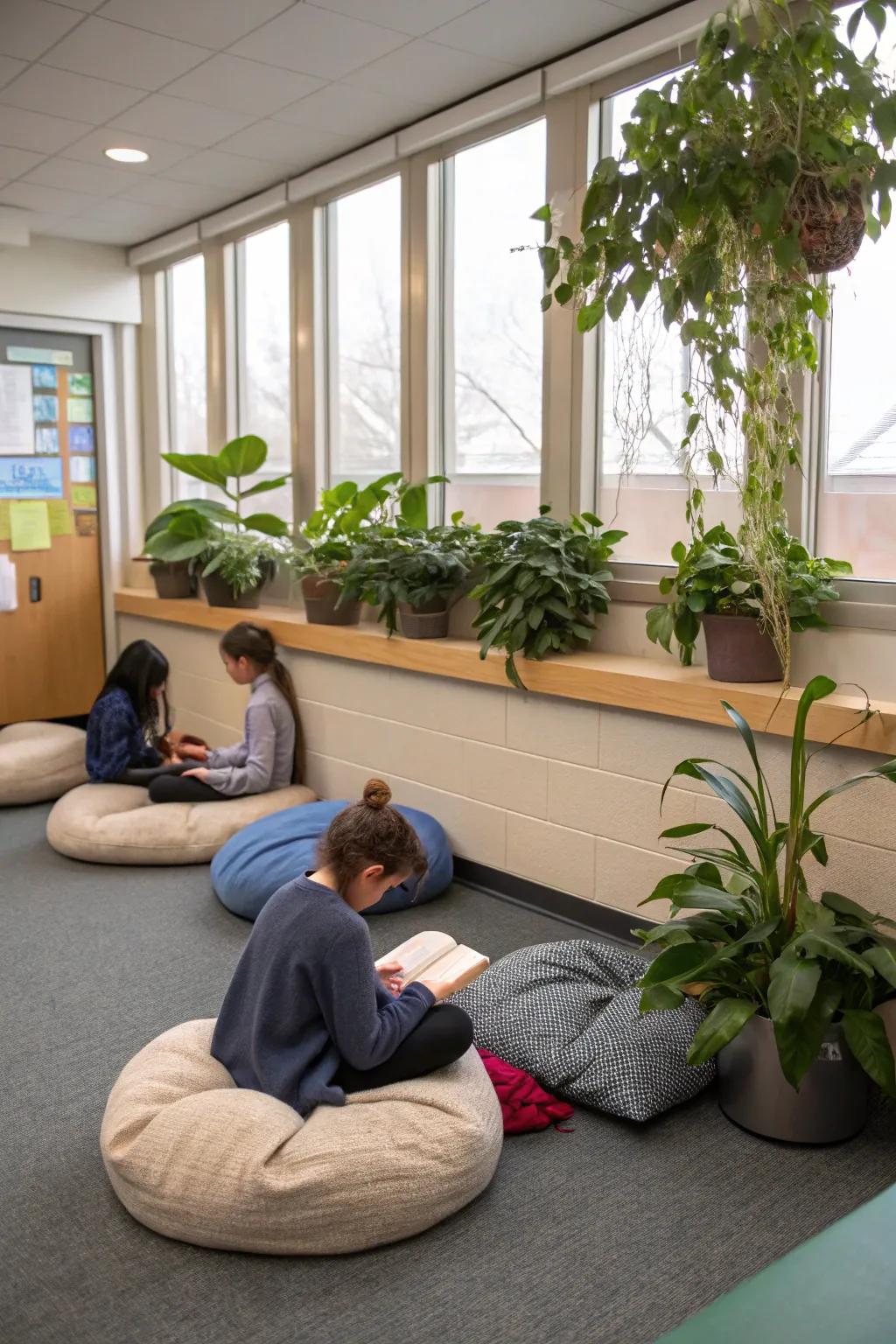 An intentionality sector provides a peaceful retreat within the classroom.