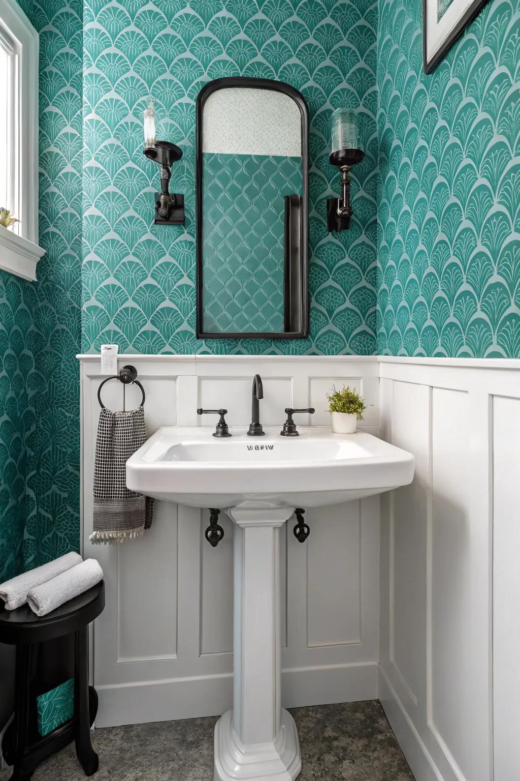 Produce visual depth using sturdy seafoam wallpaper.