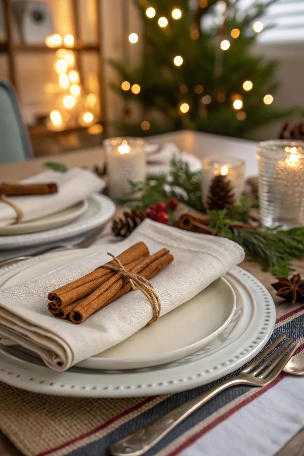 Cinnamon sticks add a fragrant and festive charm to your table presentation.